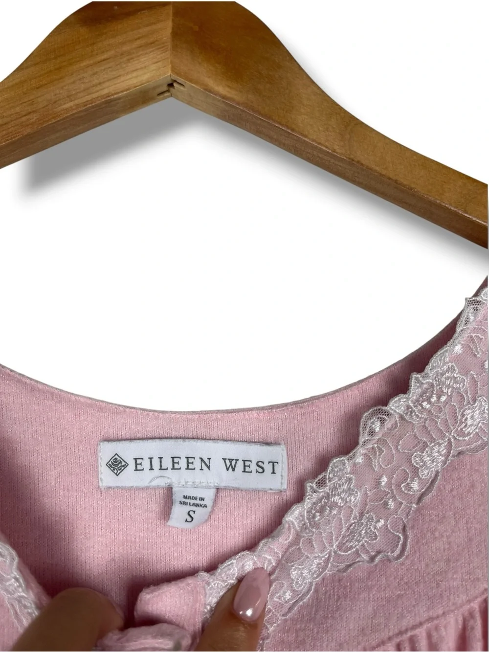 Eileen West Lace Trim Sweater Knit Ballet Nightgown Pink Size S Cottage Grandma
